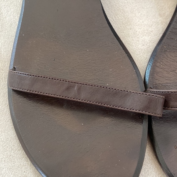 Delman, minimalist strap sandals, leather, ankle chiffon fabric, brown size 9 - Picture 14 of 14